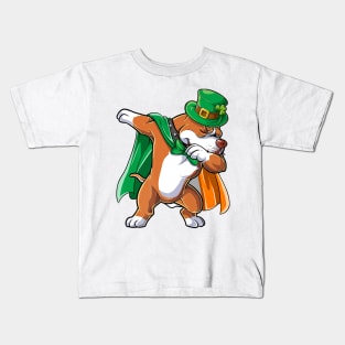 Dabbing Pit Bull St Patricks Day Leprechaun Irish Kids T-Shirt